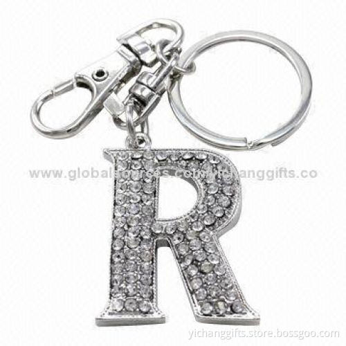 Valentine Gifts Keychain with Stones, Soft Enamel, Silver Plating, Customized Designs are Accepted